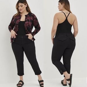 Torrid 24W Crop Aviator Skinny Stretch Twill Mid-Rise Pant-Black Sz 24W